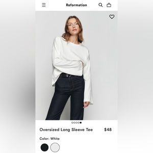 Reformation Oversized Long Sleeve Tee | White | size XS